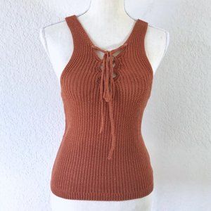 Lace Up Knit Sweater Tank Top